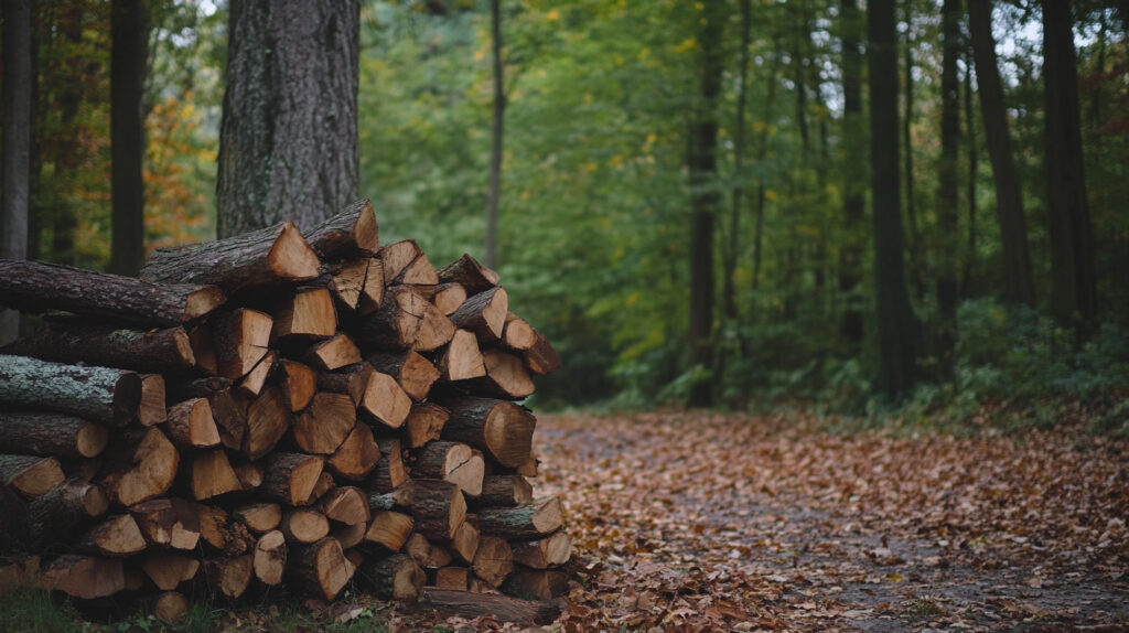 Chopped Down Fire Wood In Forest